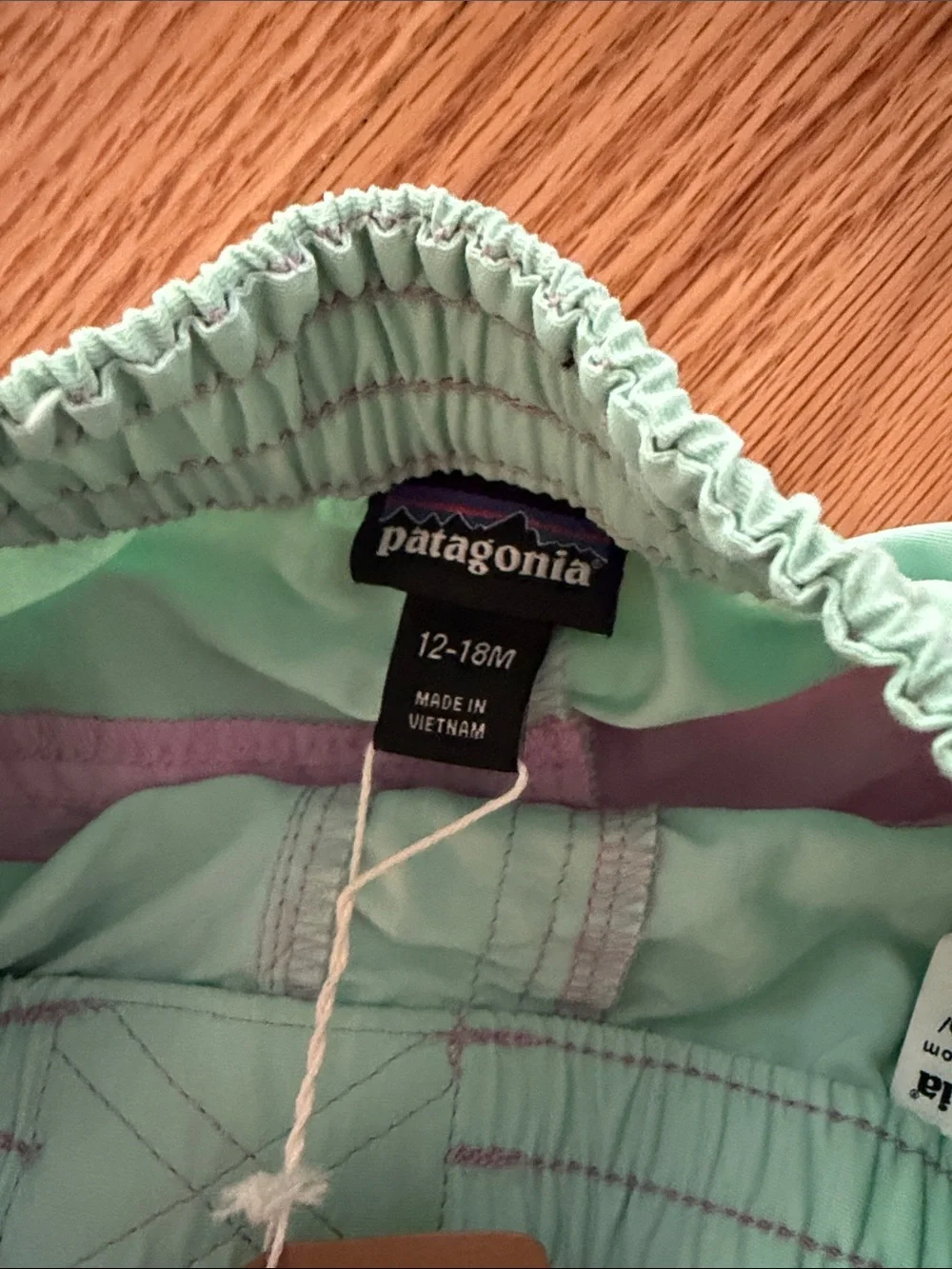 Patagonia Kids Colorblock Stretch-Waist Boardshorts in Mint, Lavender & Yellow